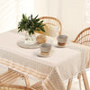 Urban Space Cotton Dining Table Cover 6 Seater, Printed Cotton Table Cloth Colour G Border Taupe