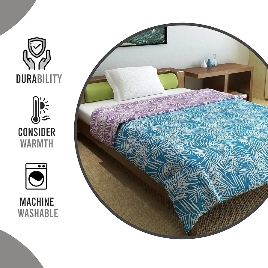 Divine Casa Microfiber 150 GSM Reversible Double Bed Comforter | Ultra Soft & Lightweight Blanket | Cozy & Breathable for All-Weather | 254 x 230 CM, Aquarius Purple