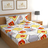 Dreamlet Prime Collections 180tc Pure Cotton Breathable Supersoft Wrinkelfree Double Flat Bedsheet With 2 King Size Pillow Covers | White & Yellow