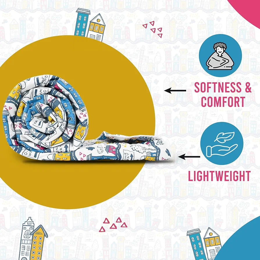 Divine Casa 120 GSM Cotton Single Bed Comforter | Soft & Lightweight Reversible All-Season Blanket | Cozy & Breathable Bedding for Adults | 230x 145 cm, Heaven White