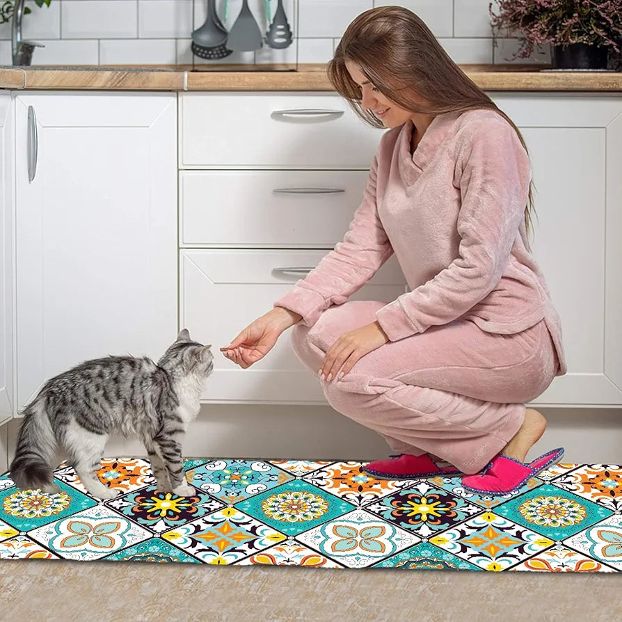 ishro home Kitchen mats for Floor Anti Slip Waterproof | Set of 2 Pcs| Non-Skid, Soft Absorbent Rugs for Kitchen, Laundry, and Hallway|137x45cm, 45x71cm| 4mm Thickness
