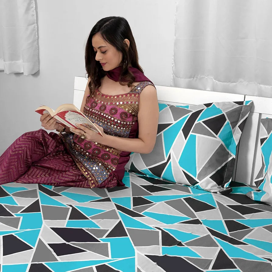 Divine Casa 144 TC 100% Cotton Bedsheet for Single Bed with 1 Pillow Cover 