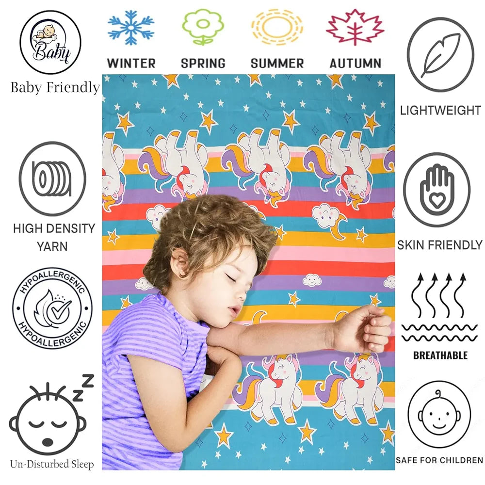 FRESH FROM LOOM Cartoon 300 TC Wrinkle Free Glace Cotton Elastic Fitted Bedsheet for Kids with Two Pillow Cover ), queen, Multicolor