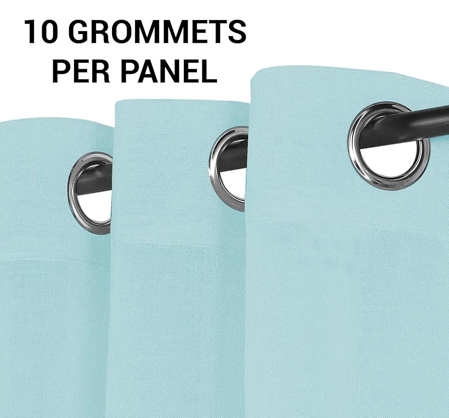 Cloth Fusion Cotton Feel Sheer Window Curtains 5 Feet Long Set of 2, Semi-Transparent Curtain for Window with Grommet Design for Home Decor 