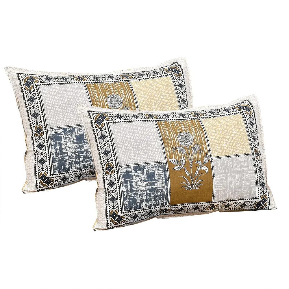 Kuber Industries Double Bedsheet with 2 Pillow Covers | 160 TC Premium Cotton Bedsheet for Double Bed | Bedsheet for Living Room-Home & Hotels | Candy Flower | 100x108 Inch | Gray & Yellow