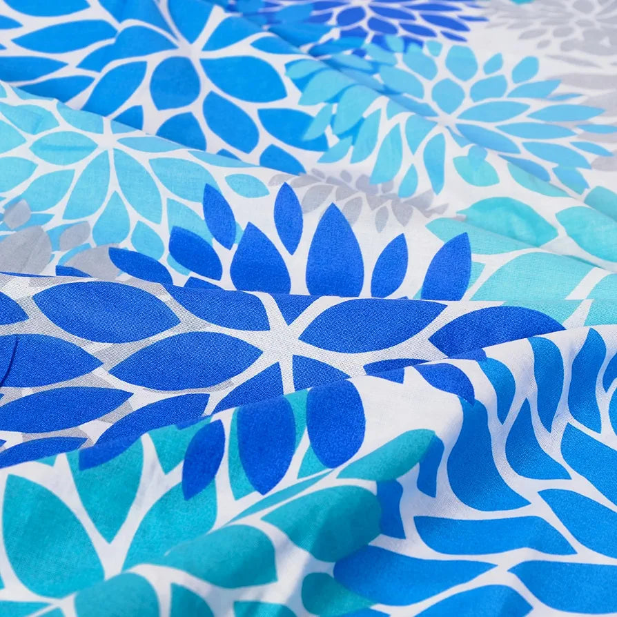 Divine Casa 144 TC Polycotton Single Bedsheet with 1 Pillow Cover | Skin-Friendly Fabric for Everyday Comfort | 223 X 145 CM | Floral Pattern | Aqua & Blue