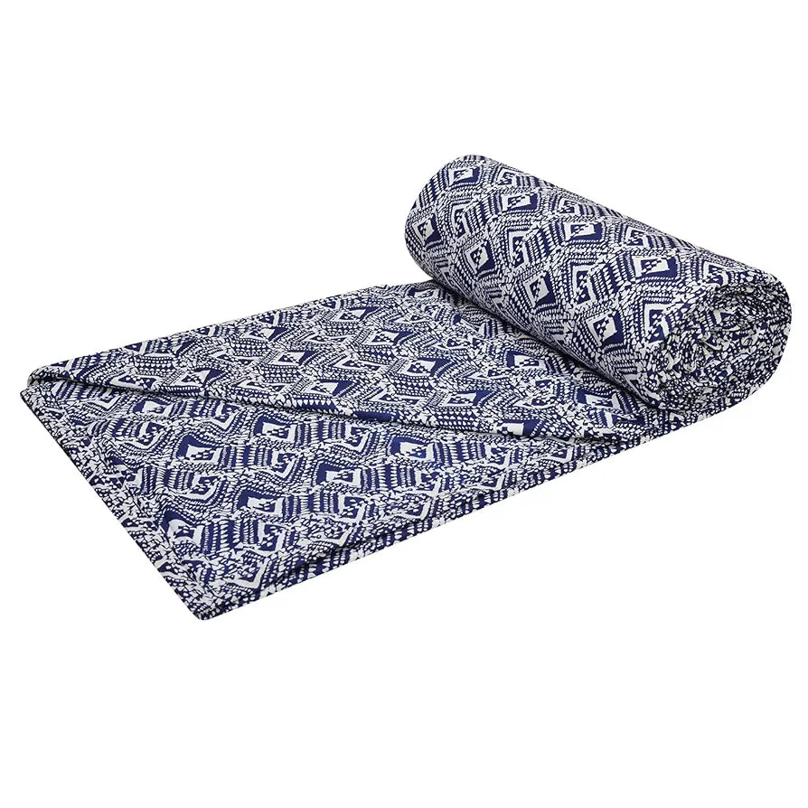 Trance Home Linen 150 GSM Pure Cotton Reversible Dohar Single Bed Size | Ac Blanket Comforter | Soft Light-Weight Bed Blanket 