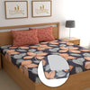 Dreamlet All Around Elastic Supersoft 210tc Premium Cotton Elastic Fitted Bedsheets With 2 King Size Pillow Covers | Blue & Brown