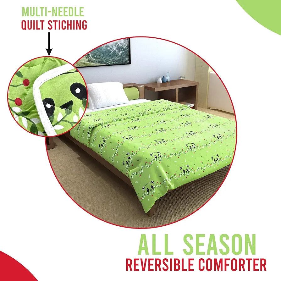 Divine Casa 120 GSM Cotton Single Bed Comforter | Soft & Lightweight Reversible All-Season Blanket | Cozy & Breathable Bedding for Adults | 230x 145 cm, Paradise Green