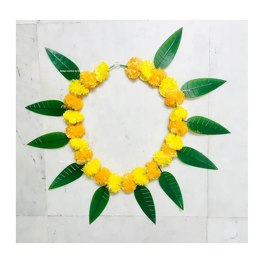 SPHINX Artificial Marigold &Mango Leaves Simple Door-Window toran/Door hangings/Festive Decorations - Approx.100 cms/40 Inches/3.33 Ft. - 
