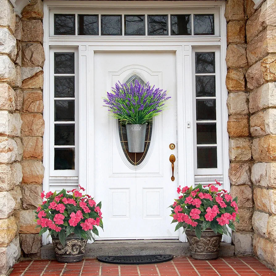 Uqueeten Artificial Impatiens Bouquet Flower Garden Bonsai Decoration Silk Impatiens Bouquet flowers for Outside Outdoor Planters