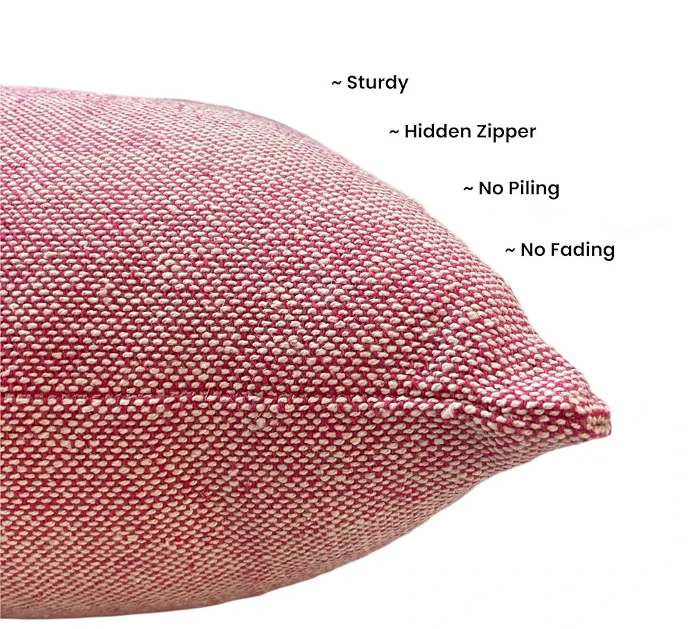 SAJAVAT HOME Cotton Cushion Cover 16X16 Inches  – Soft Decorative Cushion Cover for Sofa, Bed, or Chair –Beige Pink, Pack of 1