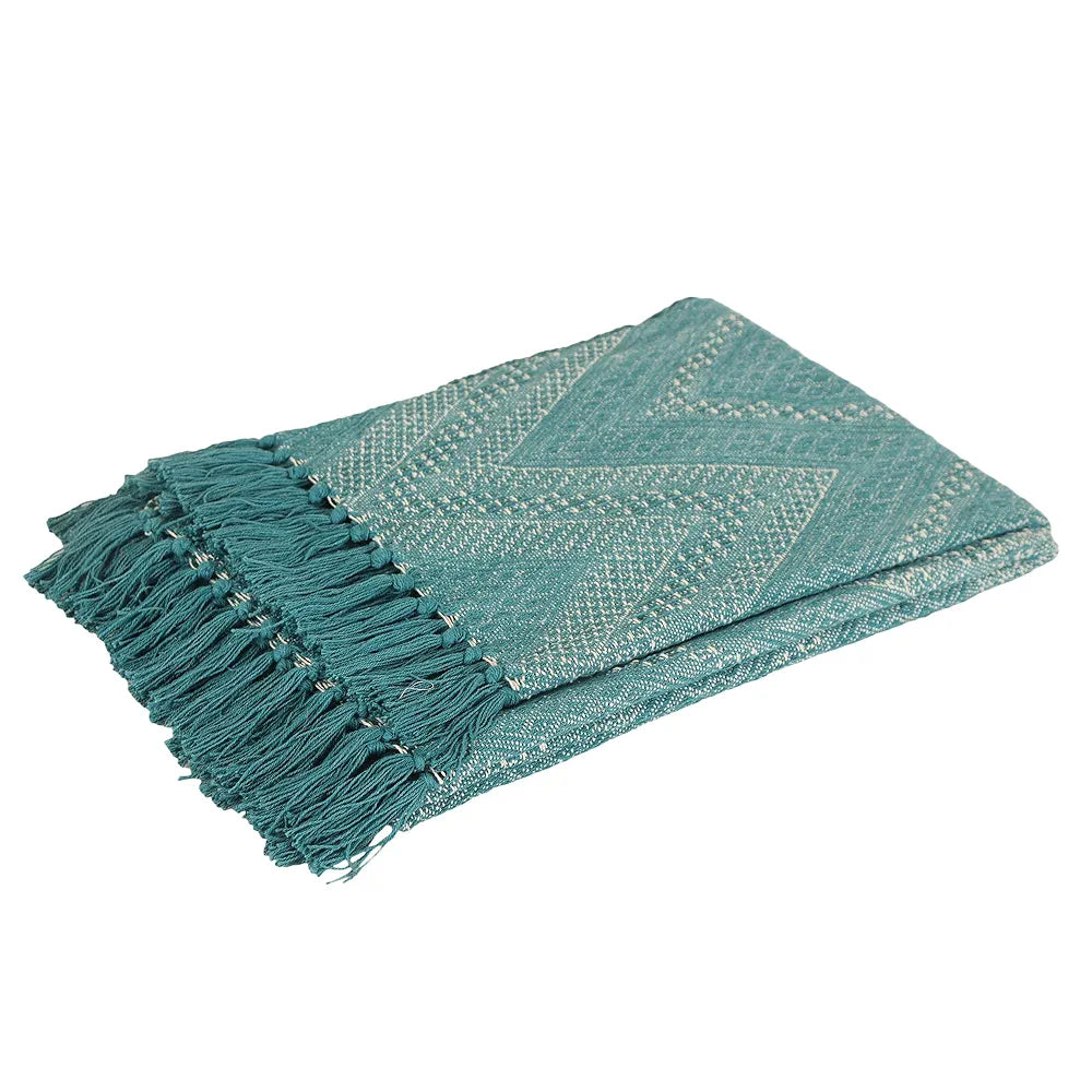 SASHAA WORLD Cotton Jewels of India Throw | Throw for Living Room, Sofa, Bed, Chair, Picnic & Used for Gift | Blue Throw Blanket 130X180 Cm
