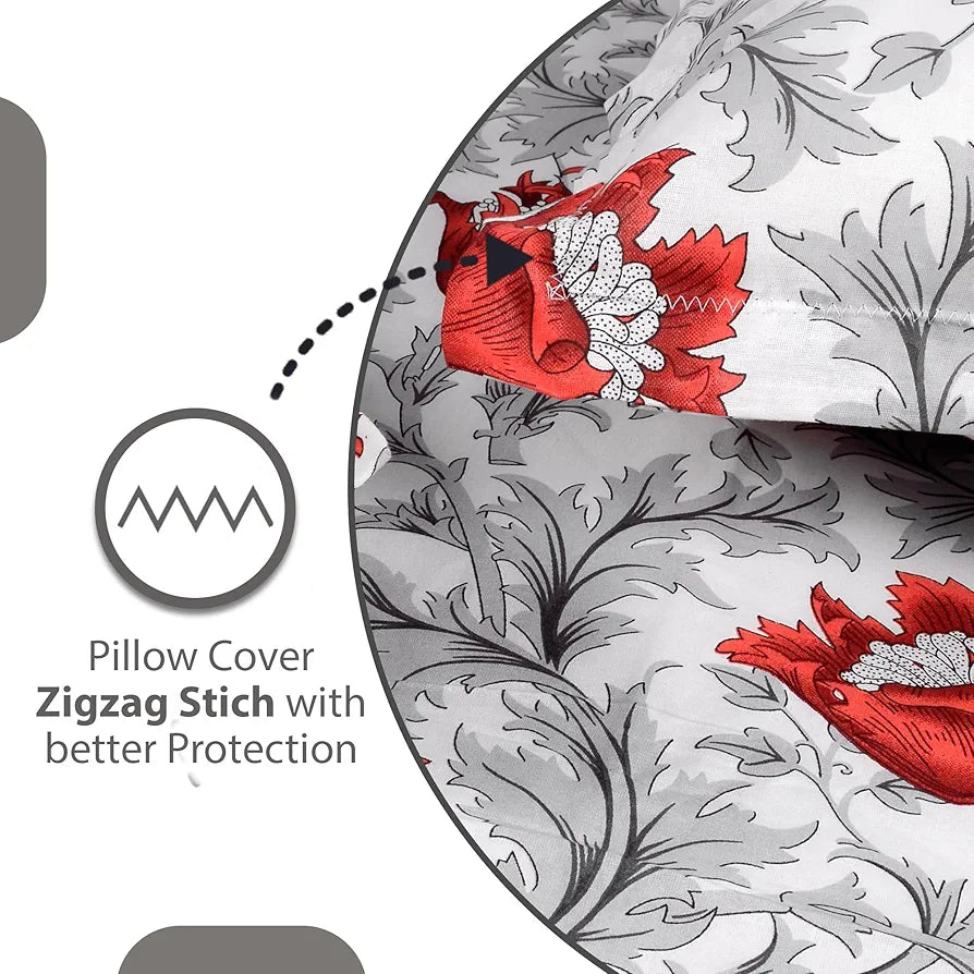 Divine Casa 144 TC 100% Cotton Bedsheet for Single Bed with 1 Pillow Cover 