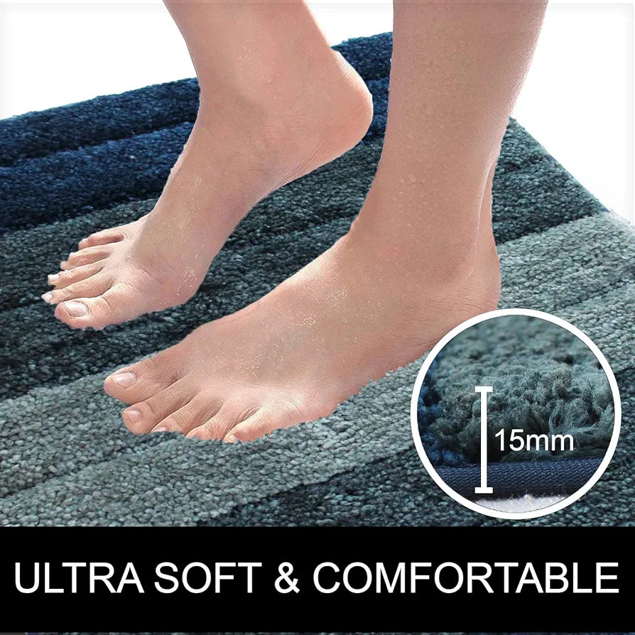 LUXE HOME INTERNATIONAL Microfiber Luxe Home Bath Mat Super Soft Anti Skid Luxury Mats Rugs for Bathroom, Bedroom  Pack of 2, Rectangular