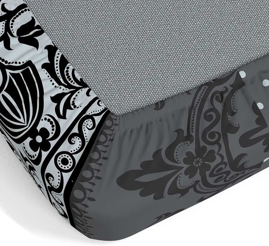 Dreamscape 100% Cotton King Fitted Floral Bedsheet With 2 Pillow Covers - 