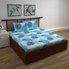 Divine Casa 144 TC 100% Cotton Double Bedsheet with 2 Pillow Covers Floral Pattern Colour Blue Aqua