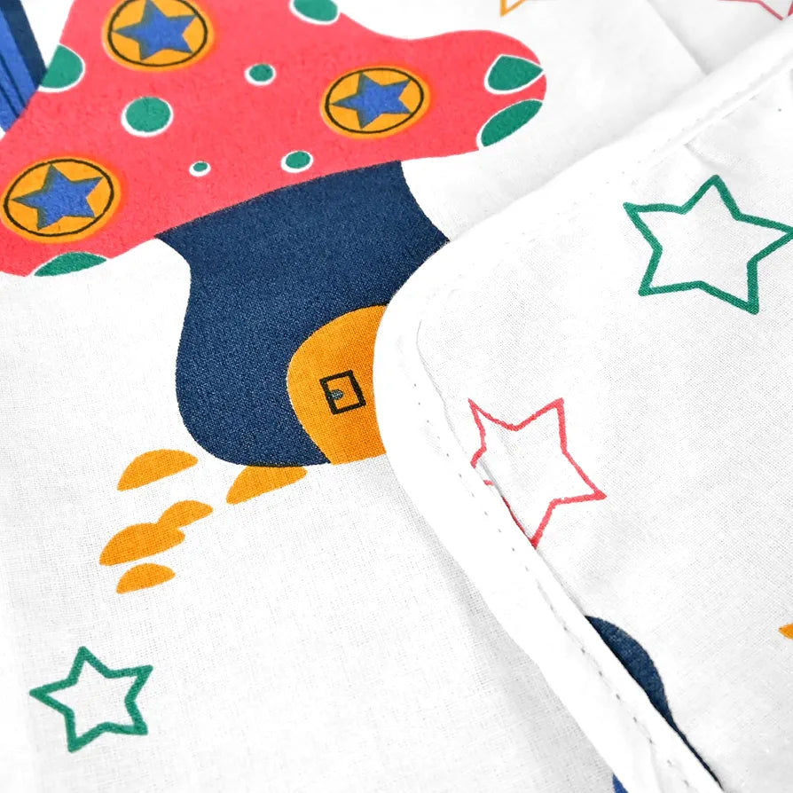 Divine Casa Pure Cotton Printed Single Dohar for Newborn Baby | 120 GSM | Soft & Lightweight Throw Blanket | Cozy & Breathable Bedding | All-Season Comfort | 0-4 Years | 135 x 100 CM, Rosin White