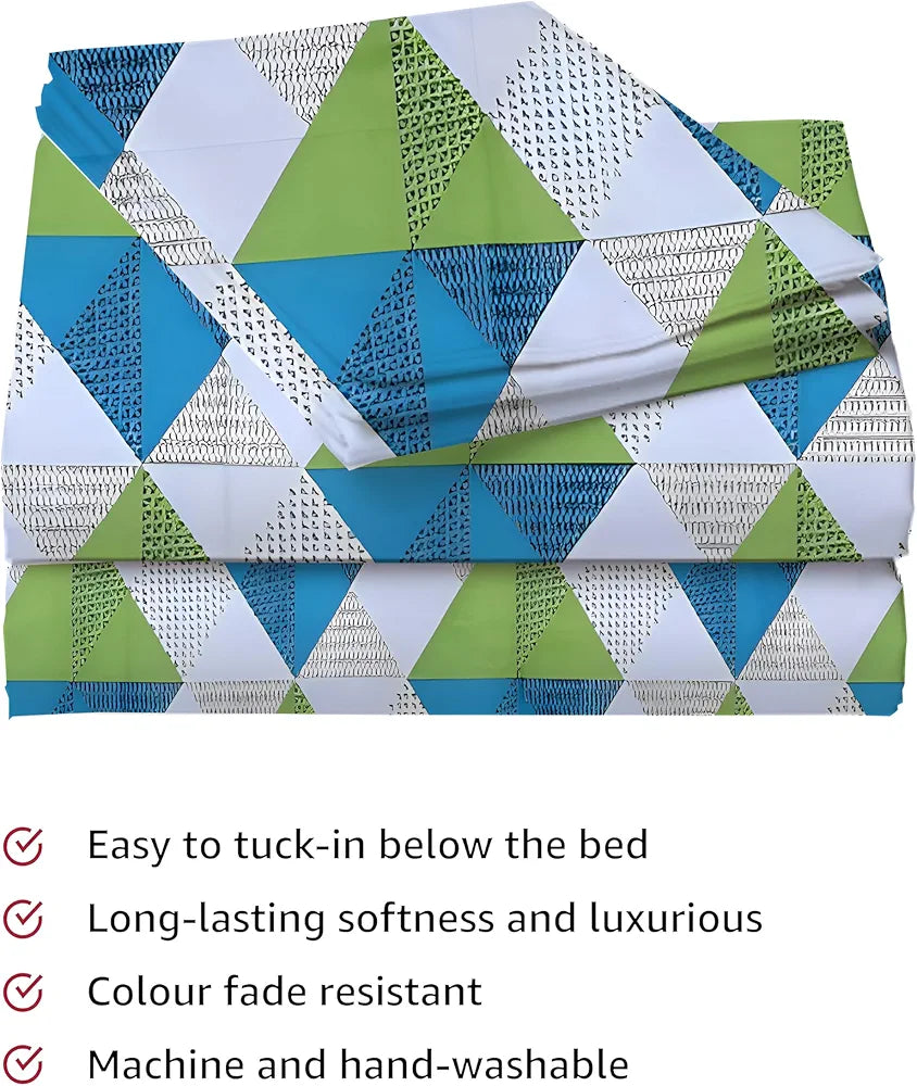 Polycotton 220 TC Floral Printed King Size Double Bedsheet with 2 Pillow Covers, 