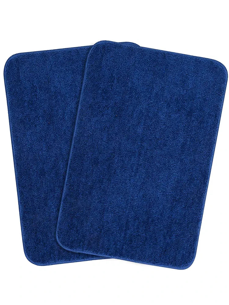 Saral Home Microfiber Solid Rectangle Anti-Skid Bath Mats | Soft & Super Absorbent Mats for Shower | Washable, Non-Slip & Quick-Drying Mats for Kitchen Bathroom | Set of 2 