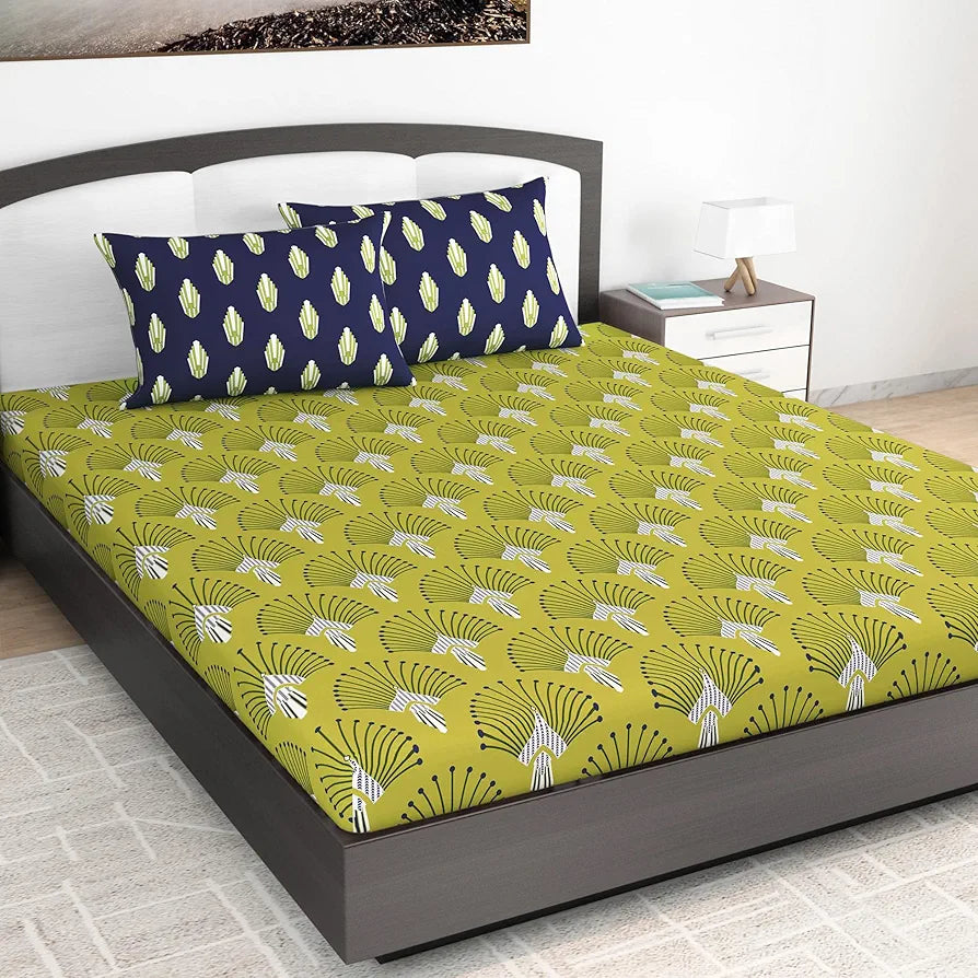 Divine Casa 144 TC 100% Cotton Bedsheet King Size Bed, King Size Bedsheet with 2 Pillow Covers 