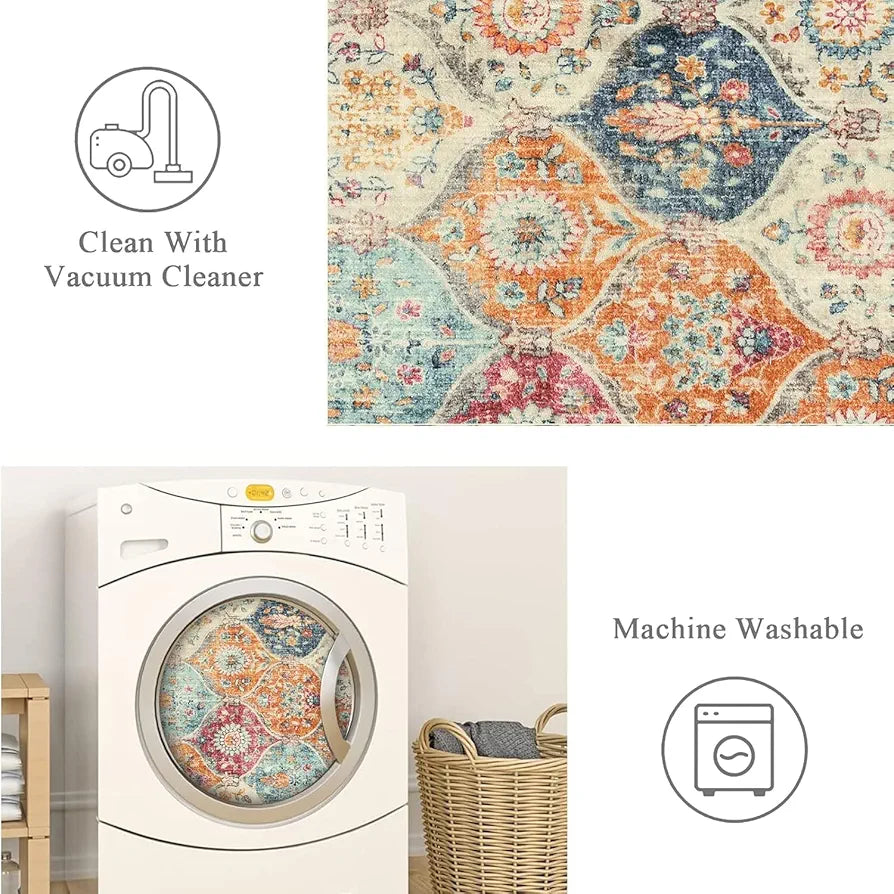 ishro home 3 x 5 Feet 3D Jet Multi Printed Carpet Rug Runner and Carpets for Bedroom/Living Area/Home with Anti Slip Backing 