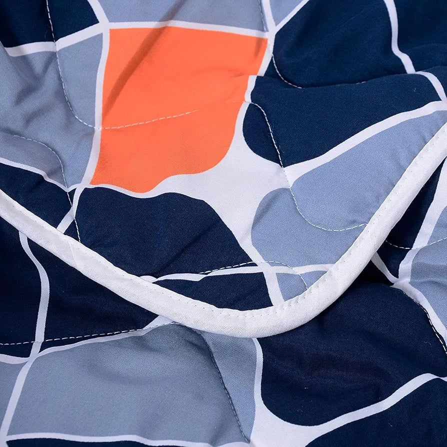 Divine Casa Microfiber 150 GSM Reversible Double Bed Comforter | Ultra Soft & Lightweight Blanket | Cozy & Breathable for All-Weather | 254 x 230 CM, Blue-Grey and Orange