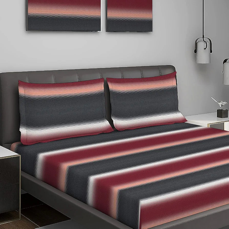 Layers Durathread Bedsheet Set for All Seasons - Lightweight, Moisture Absorbent, Machine Washable & Easy to Care - 225 CVC - King Size 