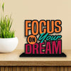 Artvibes Wooden Alphabet Idols and Figurine Focus on Your Dream Positive Quotes Table Decoration for Office Desk | Home Decor