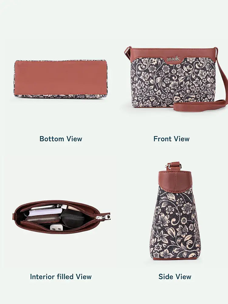 ZOUK Harmony Sling Bag | Crossbody Bags for Women | Women's Handbags | Stylish | Vegan Leather Evening Bag | Travel & Office Use | Purse and Wallet
