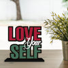 Artvibes Wooden Idols and Figurine Love Your Self Quotes Table Decor for Office Desk Alphabet Showpiece | Home Decoration Item