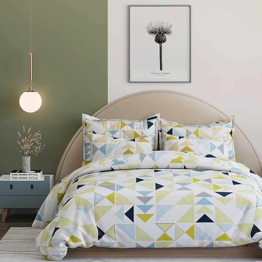 THE HOME STYLE Cotton Feel Glace Cotton Elastic Fitted Printed King Size 300 Threadcount Double Bed Bedsheet with 2 Pillow Cover 72