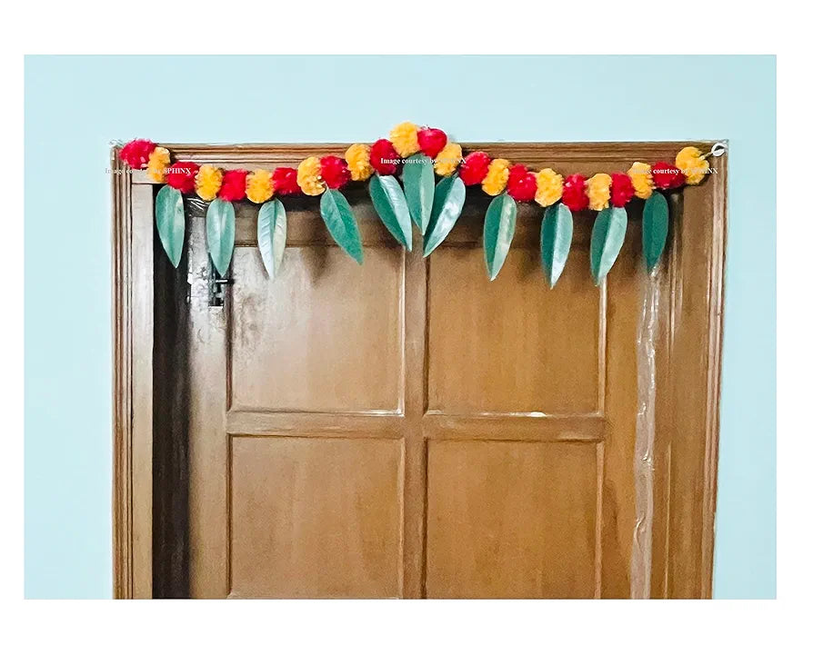 SPHINX Artificial Marigold &Mango Leaves Simple Door-Window toran/Door hangings/Festive Decorations - Approx.100 cms/40 Inches/3.33 Ft. - 