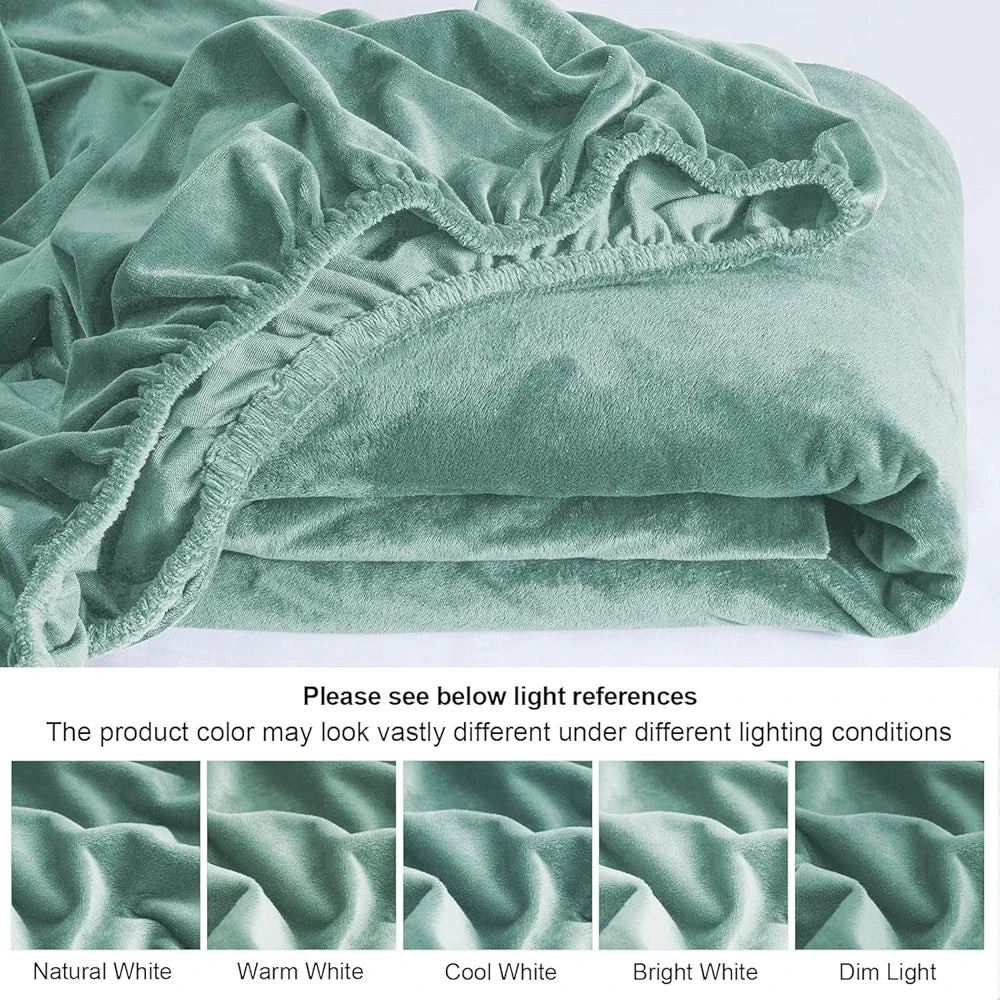 Cloth Fusion 200 TC Warm Winter Elastic Fitted Bedsheet for Double Bed King Size with 2 Pillow Covers, Cozy Woolen Bedsheets for Double Bed 