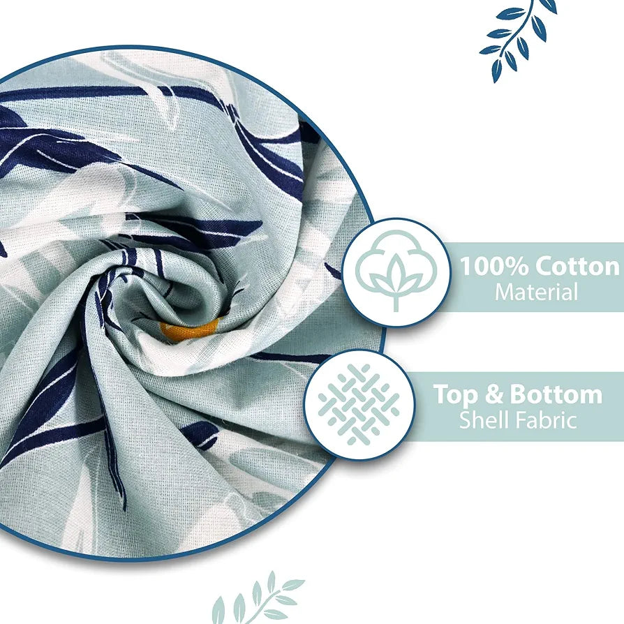 Divine Casa Floret 100% Cotton Single Dohar | 120 GSM | Soft & Lightweight Throw Blanket | Cozy & Breathable Bedding | All-Season Comfort | 210 x 140 CM, Water Orchid
