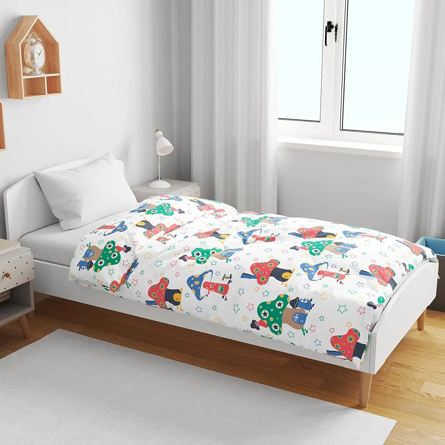 Divine Casa Pure Cotton Printed Single Dohar for Newborn Baby | 120 GSM | Soft & Lightweight Throw Blanket | Cozy & Breathable Bedding | All-Season Comfort | 0-4 Years | 135 x 100 CM, Rosin White