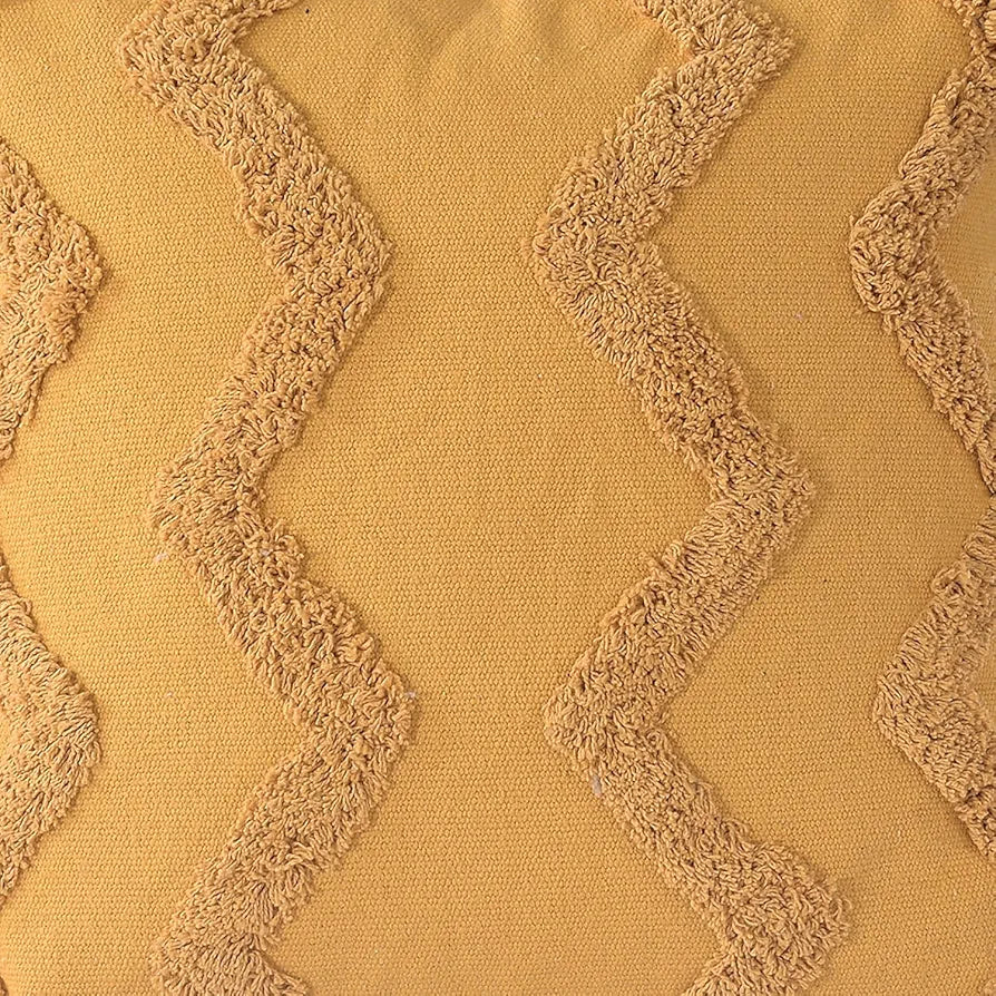 SASHAA WORLD Honey Chevron Tufted Cushion Cover with Tassels | Embrace Elegance and Comfort in Your Home Décor | Cushion Cover for Living Room/Bed/Sofa/Chair | 45X45 Cm