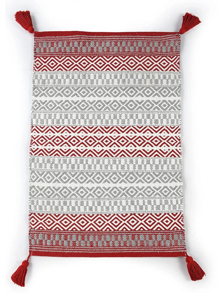 SASHAA WORLD Handwoven Cotton Rug, Rug for Bedroom, Kitchen, Living Room, Doorway, Multipurpose Rug