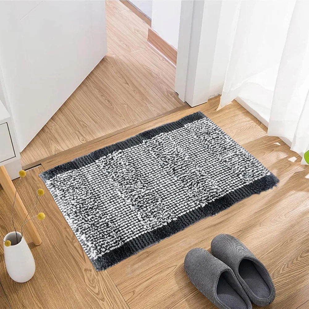 Kuber Industries White Cut Loop Microfiber Entrance Mat - Gray Door Mat for Home, Office, and Living Room Entry