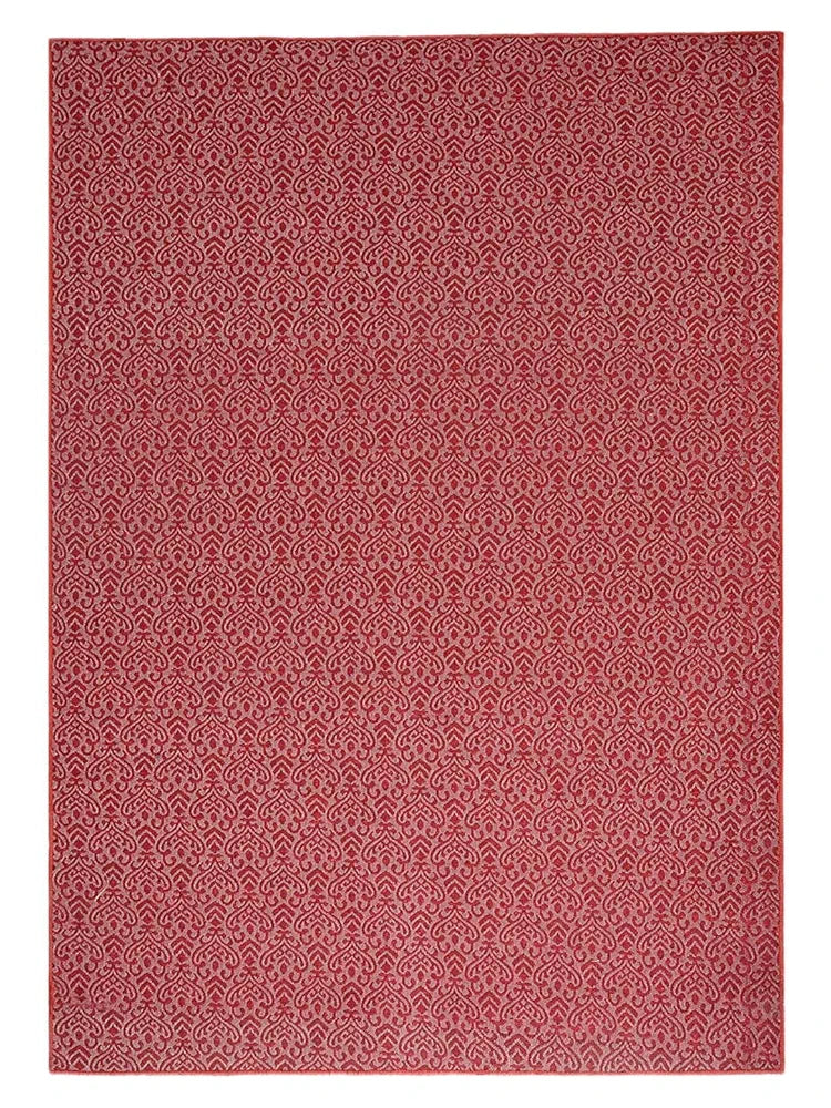 Saral Home Cotton Damask Design Jacquard Yarn Anti-Skid Carpet -120x180 Cms, Red