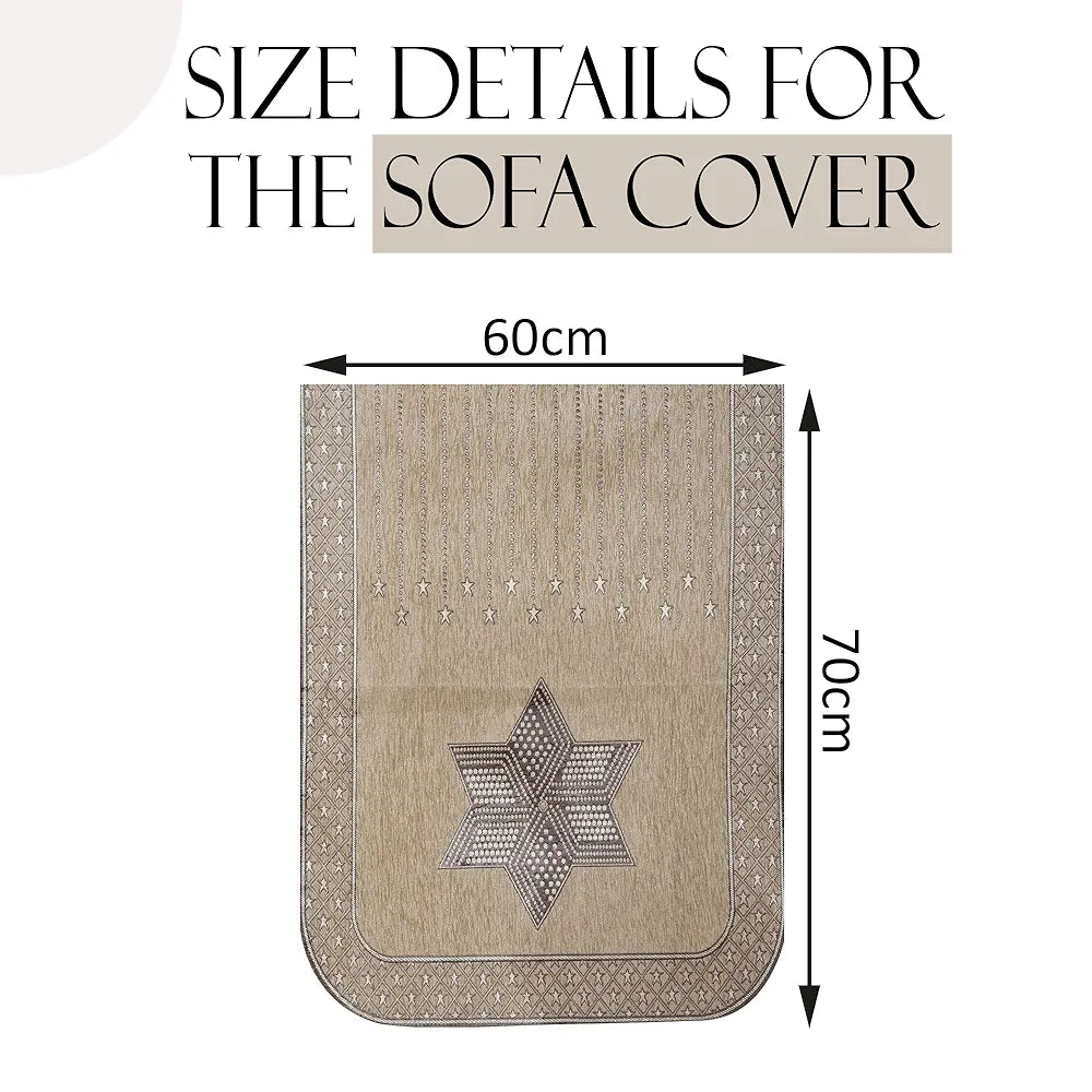 Kuber Industries Set of 4 Durable 2 Seater Sofa Cover for Living Room | Easy Machine Washable Sofe ke cover for Protection & Comfort for Home Furniture | Star Print - Cream & Brown