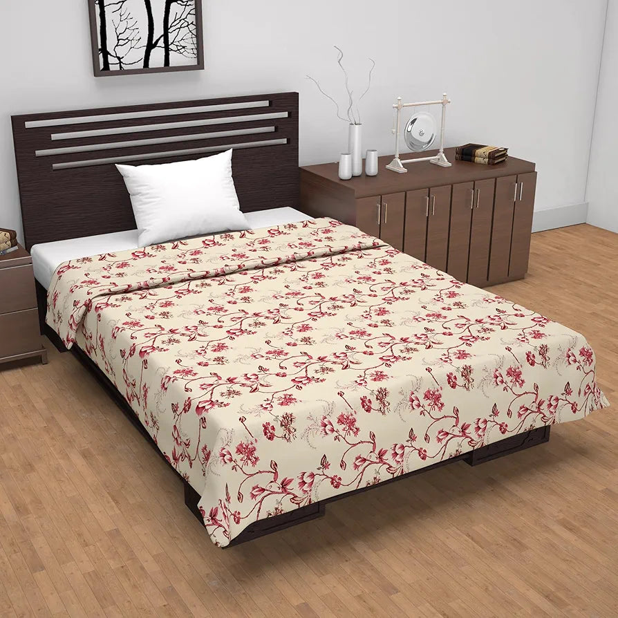 Divine Casa Floret 100% Cotton Single Dohar | 120 GSM | Soft & Lightweight Throw Blanket | Cozy & Breathable Bedding | All-Season Comfort | 210 x 140 CM, Summer Fern