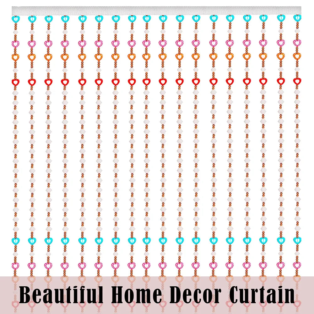 Kuber Industries String Curtain | Fancy Sparkling Door Curtains for Home Décor | Pooja Room String Curtains | String Beads Sheer Curtains | Heart Angora Curtains | 4x7 Feet | Multi