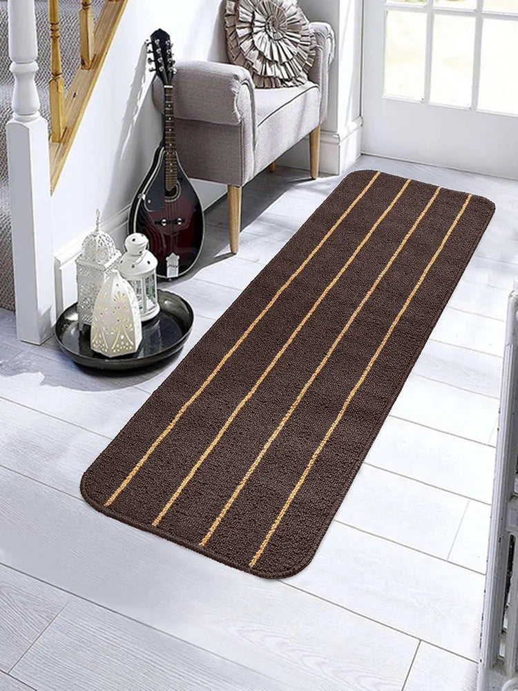 SARAL HOME EASY LIVING polypropylene Rectangular Striped Soft PP Yarn Durable & Washable Multipurpose Runner for Home/Living Area/Office Entrance with Anti Skid Backing| 