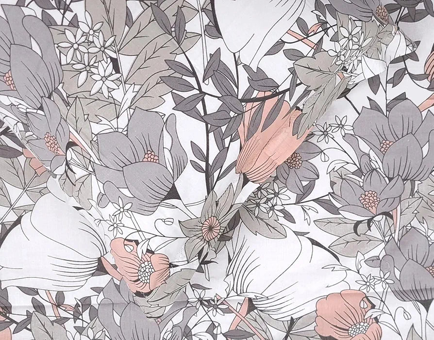 Divine Casa 144 TC 100% Cotton King Bedsheet with 2 Pillow Covers | Skin-Friendly Fabric for Everyday Comfort | 270 X 270 CM | Floral Pattern | Blush Grey