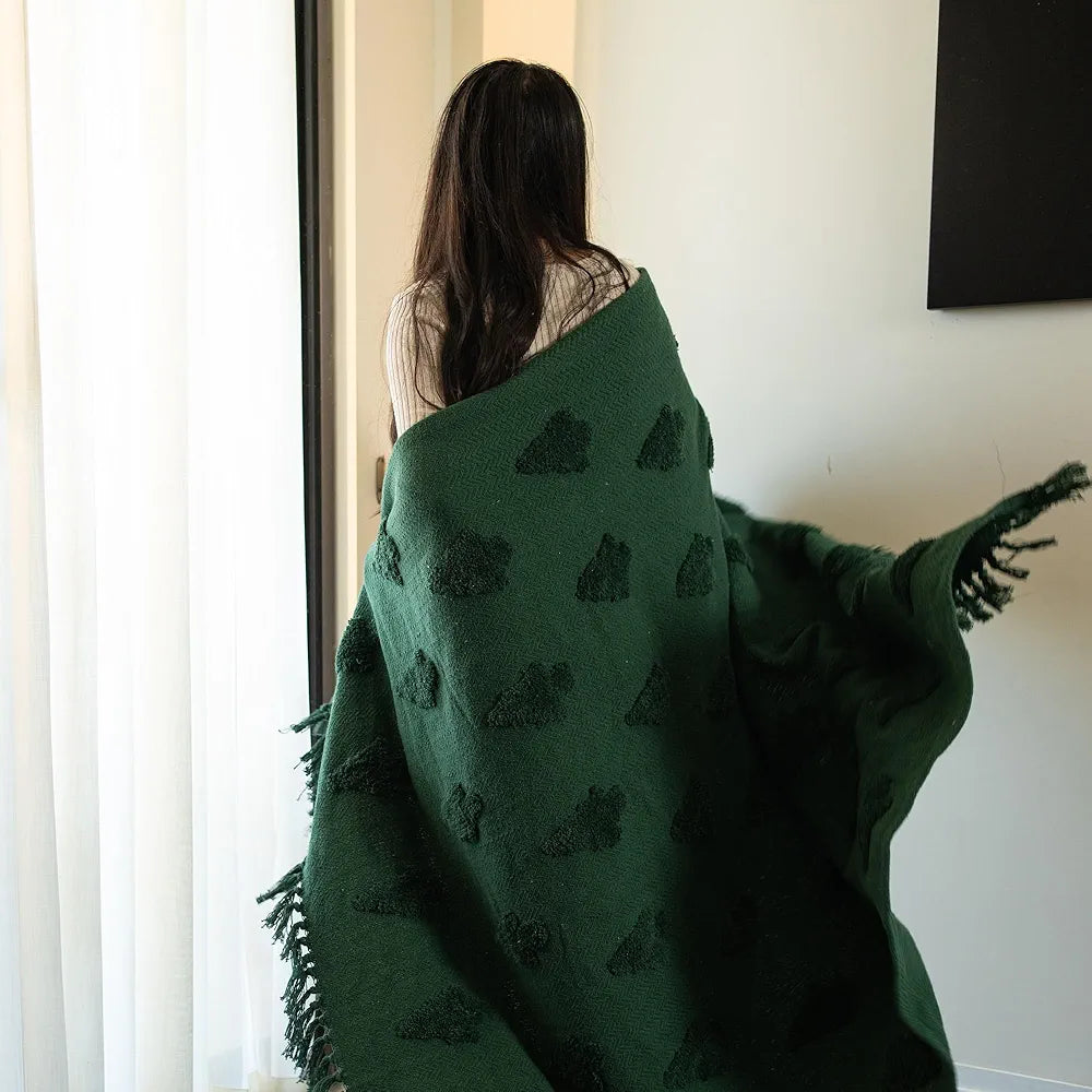 SASHAA WORLD Green Cotton Throw | Ideal for Your Home, Living Room, Sofa, Bed, Chair, Picnic & Used for Gift | 130X160 cm| TC - 125