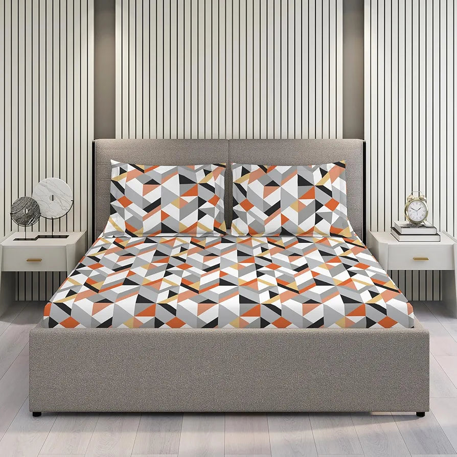 Layers Argos Bedsheet Set for All Seasons - Lightweight, Moisture Absorbent, Machine Washable & Easy to Care - Gift for Housewarming & More - 225 CVC - King Size 