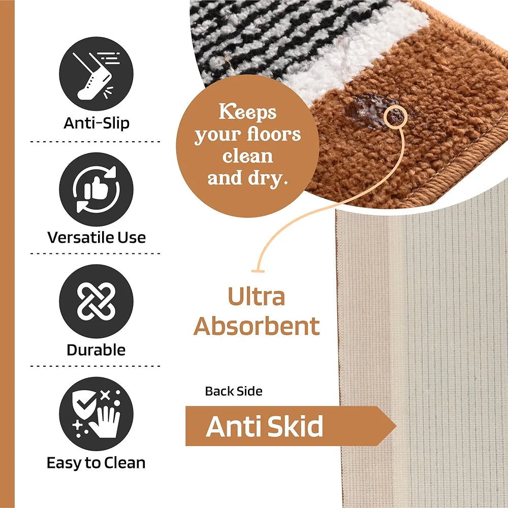 Kuber Industries 16x24 Inch Anti-Skid Water-Absorbent Door Mats for Home | Durable Main Entrance Footmats for Bathroom, Living Room & Office | Micro Wings Lining - Golden