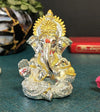 Gold Art India Silver Plated Ganesha Idol for car Dashboard Office & Home