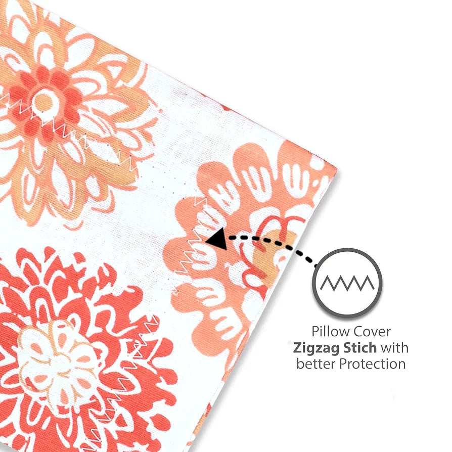 Divine Casa - 144 TC Super Soft 100% Cotton Bedsheet for Double Bed  144 Thread Count - Floral, Red Orange| 222 x 254 cm